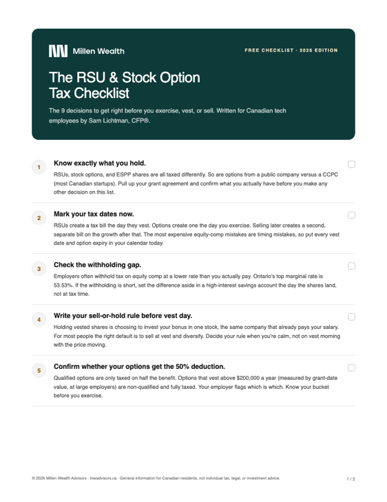 The RSU and Stock Option Tax Checklist for Canadian tech employees